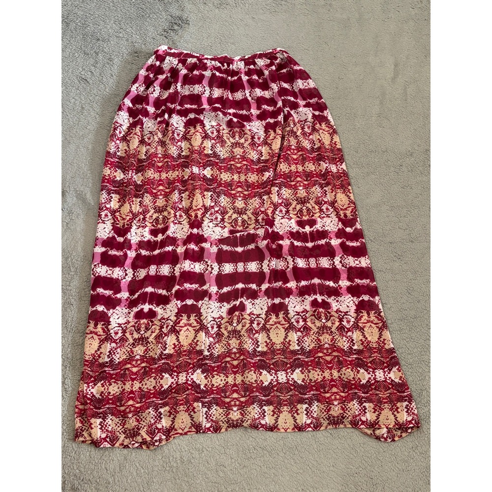 ASOS Design Pink Burgundy Snakeskin Print Wide Leg Pants High Waist Size US 8 - Picture 6 of 7
